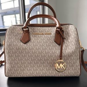Michael Kors Purse Tan Logo Faux Leather